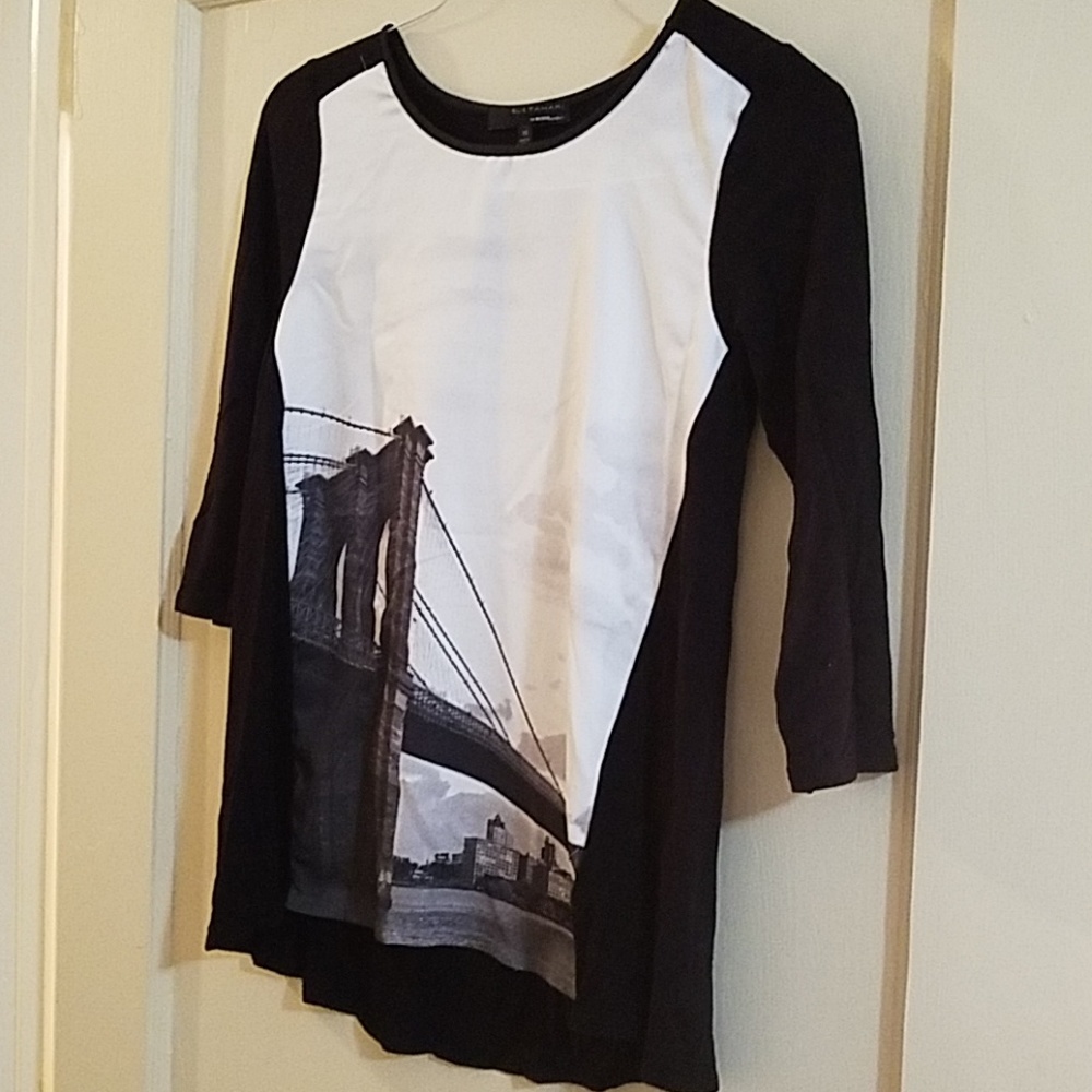 Elie Tahari Brooklyn Bridge Tunic tshirt 3/4 sleev
